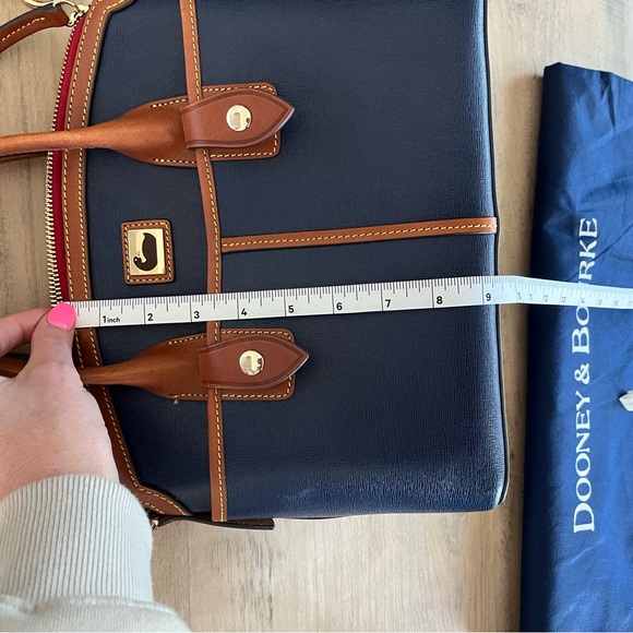 Dooney & Bourke navy blue and brown leather Satchel - Picture 11 of 13